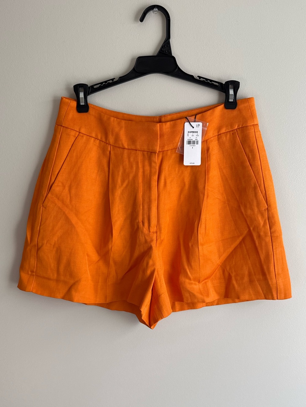 Express Bright Orange High-Waist Tailored Shorts
